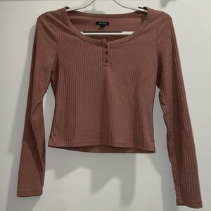 Wild Fable Mauve Ribbed Cropped Long Sleeve